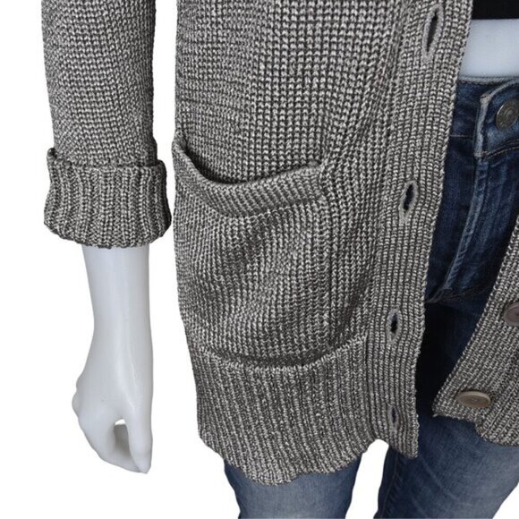 Banana Republic Metallic Chunky Knit Long Cardigan Sweater Champagne Size Small - Picture 8 of 15